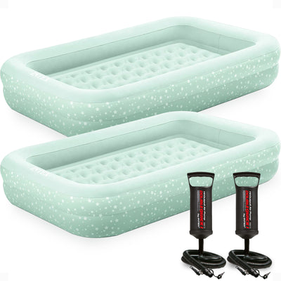 Intex Kids Travel Inflatable Air Mattress with Raised Sides & Hand Pump (2 Pack) - VMInnovations
