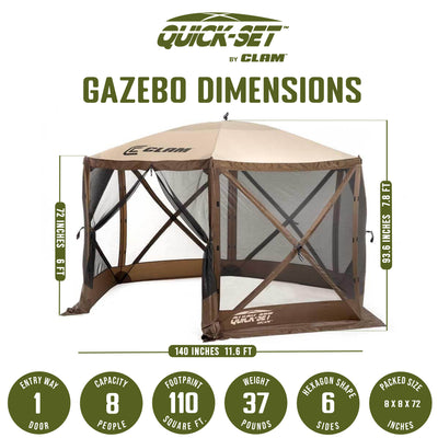 Clam Quick Set Escape Pop Up Camping Outdoor Canopy Gazebo Shelter with 6 Panels - VMInnovations