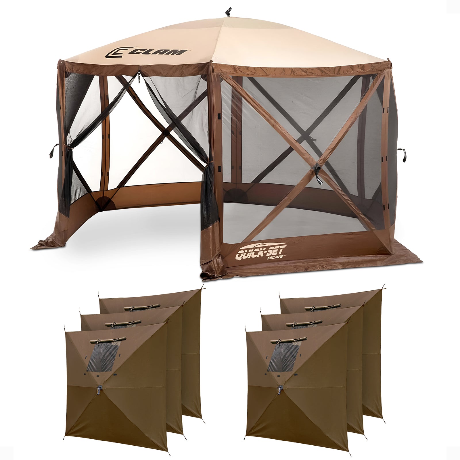 Clam Quick Set Escape Pop Up Camping Outdoor Canopy Gazebo Shelter with 6 Panels - VMInnovations