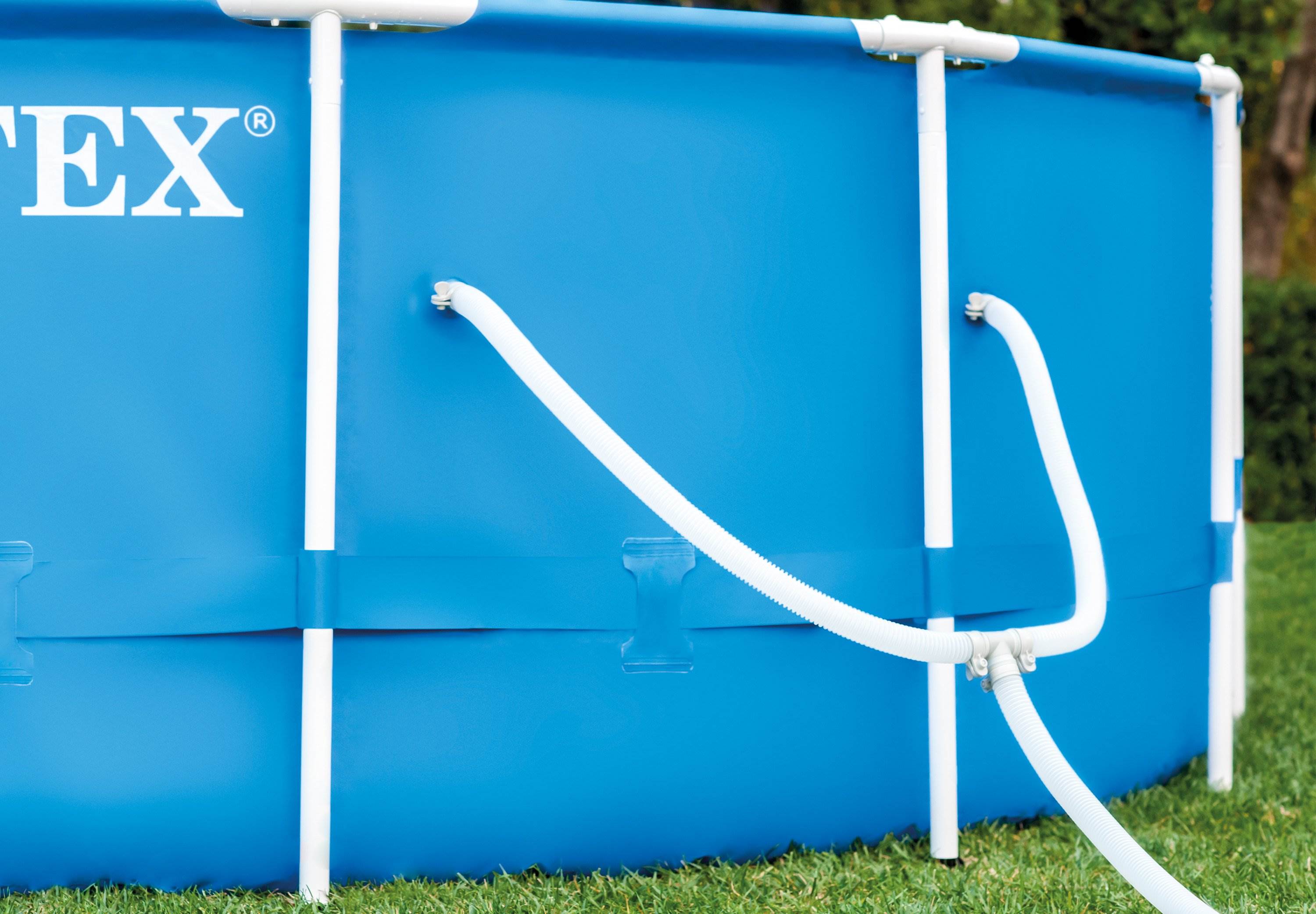 Intex 12' x 30" Metal Frame Set Above Ground Swimming Pool with Filter (3 Pack)