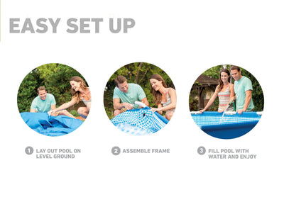 Intex 12' x 30" Metal Frame Set Above Ground Swimming Pool with Filter (3 Pack)