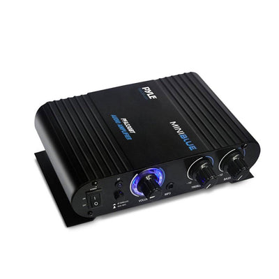 Pyle 90 Watt Bluetooth Mini Blue Compact Home Studio Class T Amplifier  (2 Pack)