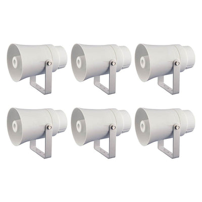 Pyle Aluminum 5.6 Inch Indoor and Outdoor PA Horn Speaker, White (6 Pack)