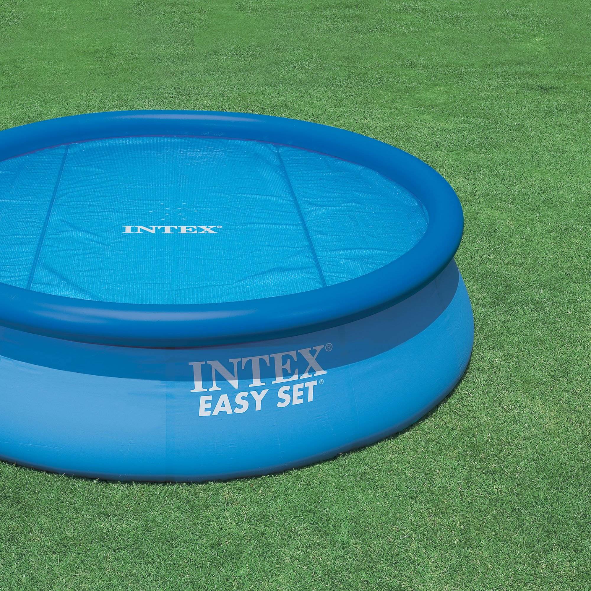 Intex 15 Foot Round Easy Set Vinyl Solar Cover for Swimming Pools, Blue (2 Pack)