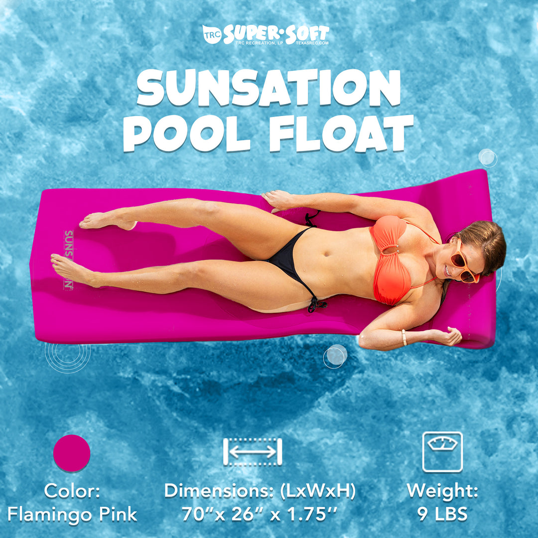 TRC Recreation Sunsation 1.75" Foam Lounger Pool Float, Flamingo Pink (Open Box) - VMInnovations