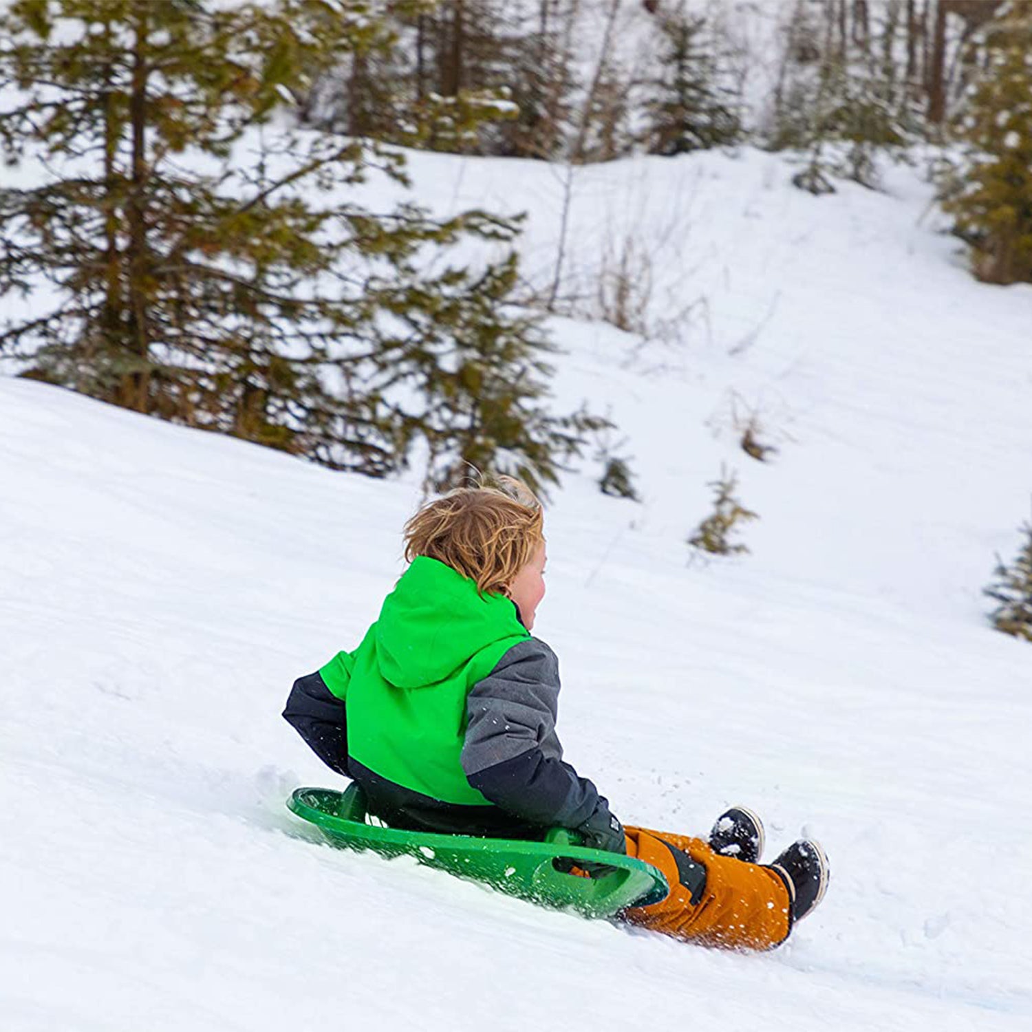 Lucky Bums Circular Saucer Snow Sled for Winter, 25" Diameter, Green (Open Box) - VMInnovations