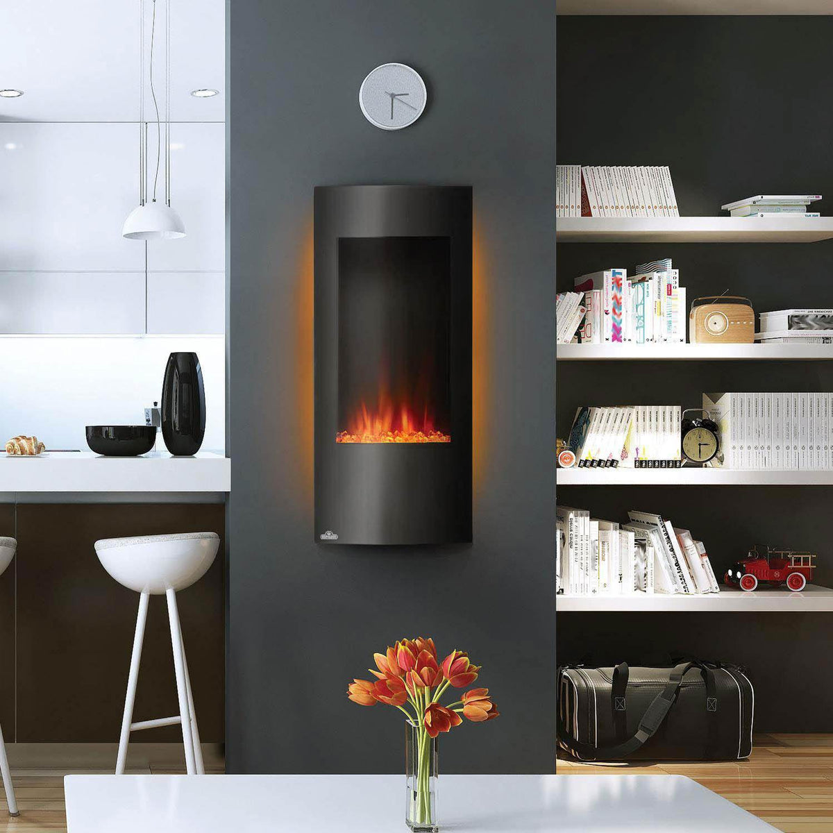 Napoleon 38-Inch Vertical Black Wall Mount Electric Fireplace (Open Box)