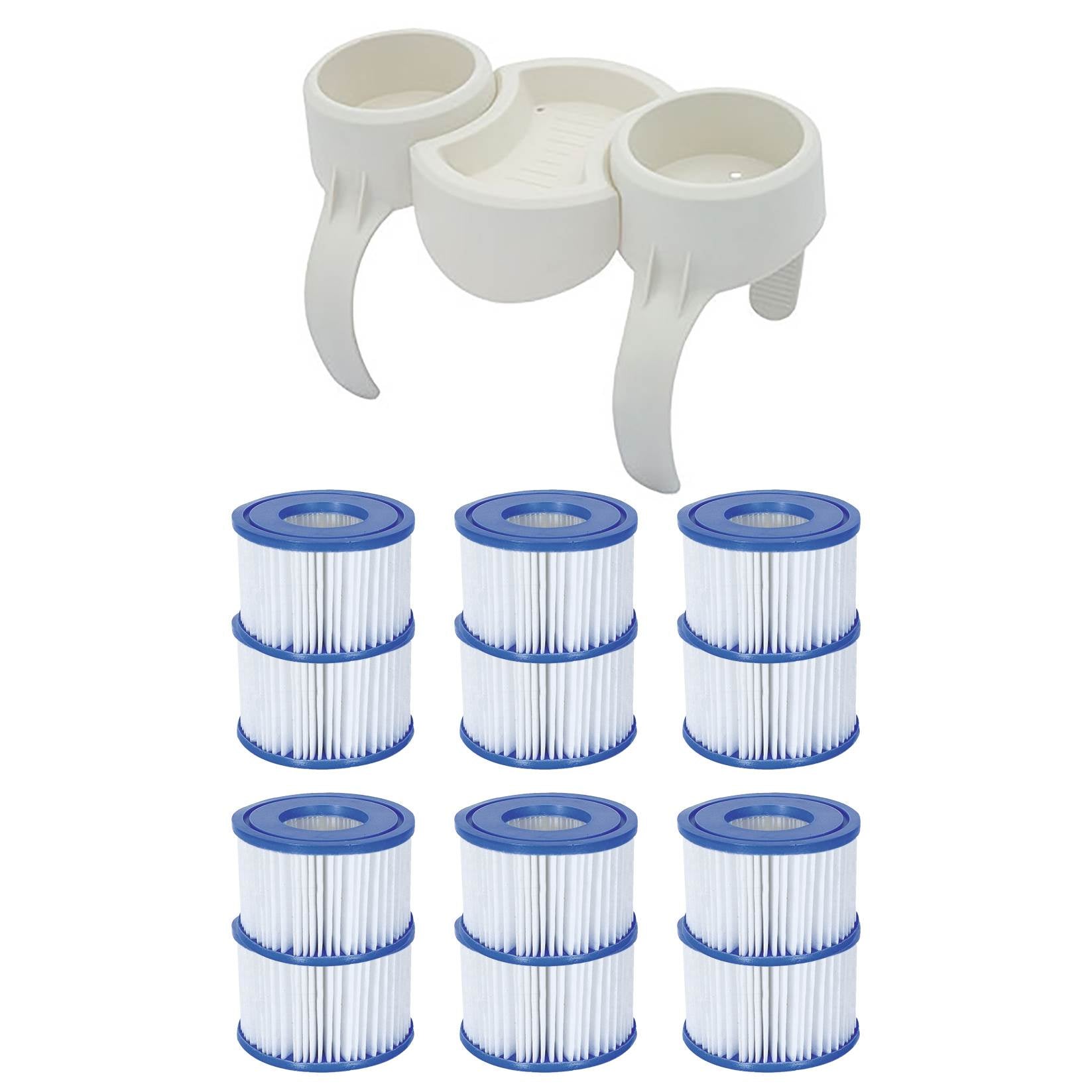 Bestway Plastic SaluSpa Drinks Holder and Snack Tray & Type VI Filters (12 Pack) - VMInnovations