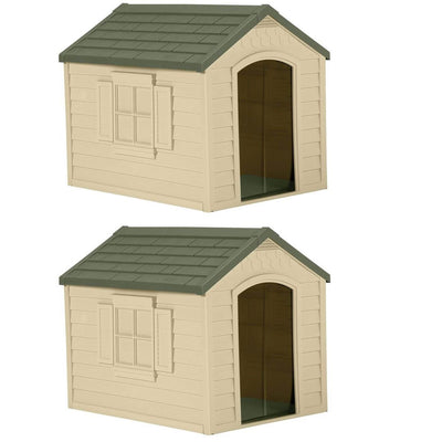 Suncast DH250 Resin Snap Together Dog House with Removable Roof, Brown (2 Pack)
