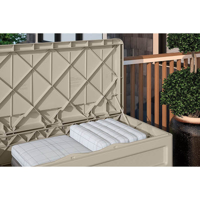 Suncast 73-Gallon Resin Outdoor Patio Storage Deck Box with Seat, Taupe (2 Pack)