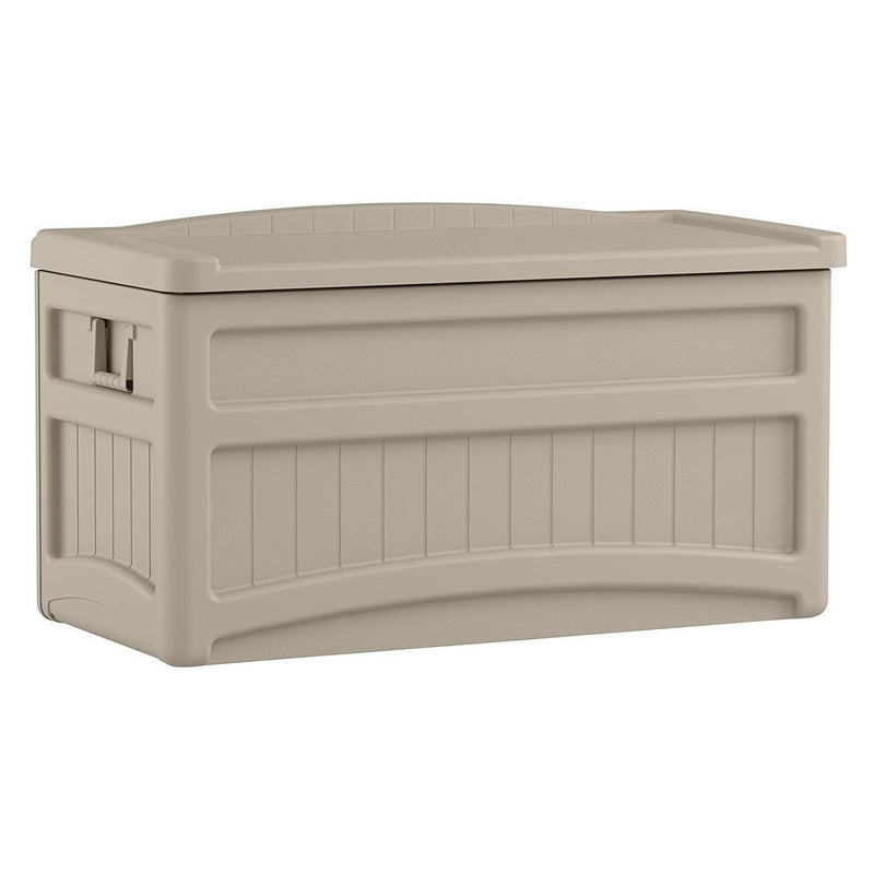 Suncast 73-Gallon Resin Outdoor Patio Storage Deck Box with Seat, Taupe (2 Pack)
