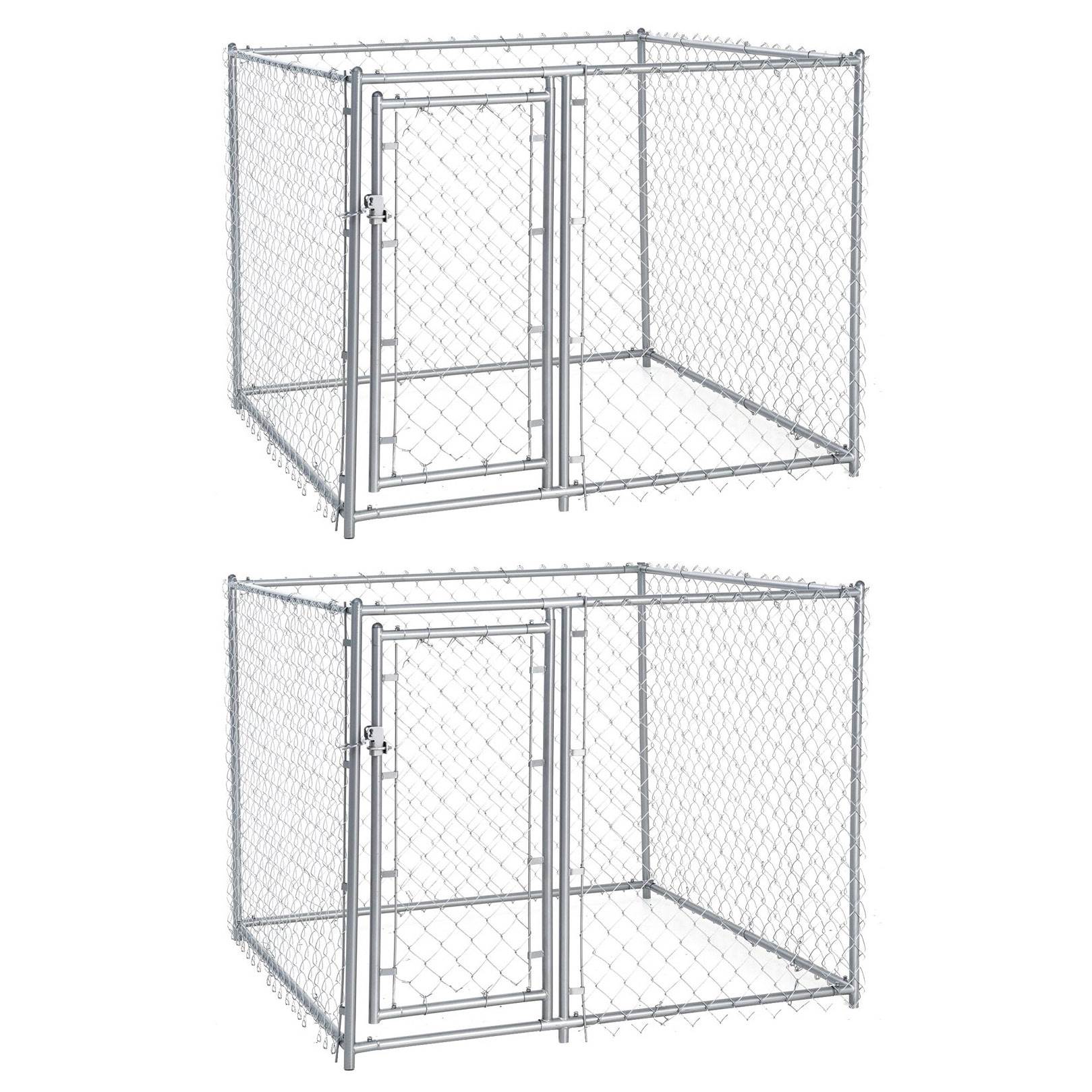 Lucky Dog 5 x 5 x 4 Foot Heavy Duty Outdoor Chain Link Dog Kennel (2 Pack) - VMInnovations
