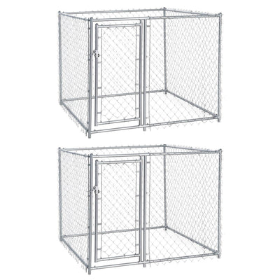 Lucky Dog 5 x 5 x 4 Foot Heavy Duty Outdoor Chain Link Dog Kennel (2 Pack) - VMInnovations