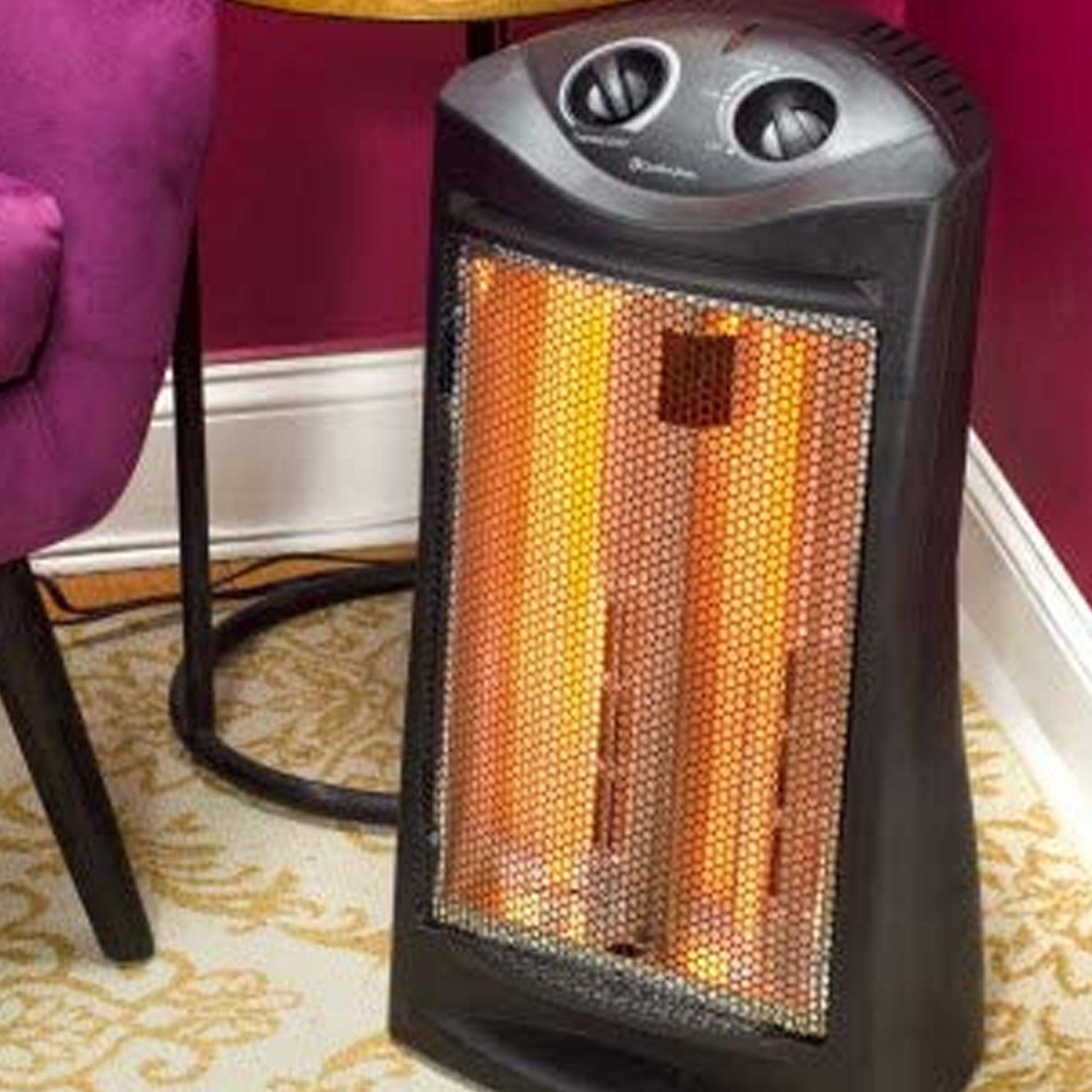 Comfort Zone CZQTV007 1500W Electric Quartz Infrared Radiant Tower Heater, Black