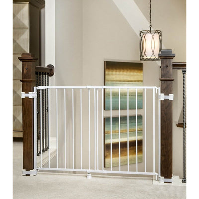 Regalo Top of Stairs 43 x 30.5 Inches Metal Frame Adjustable Baby Gate, White