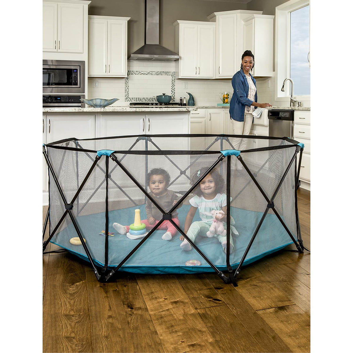 Regalo 8 Panel 62" x 26" My Play Deluxe Portable Mesh Outdoor Foldable Play Yard
