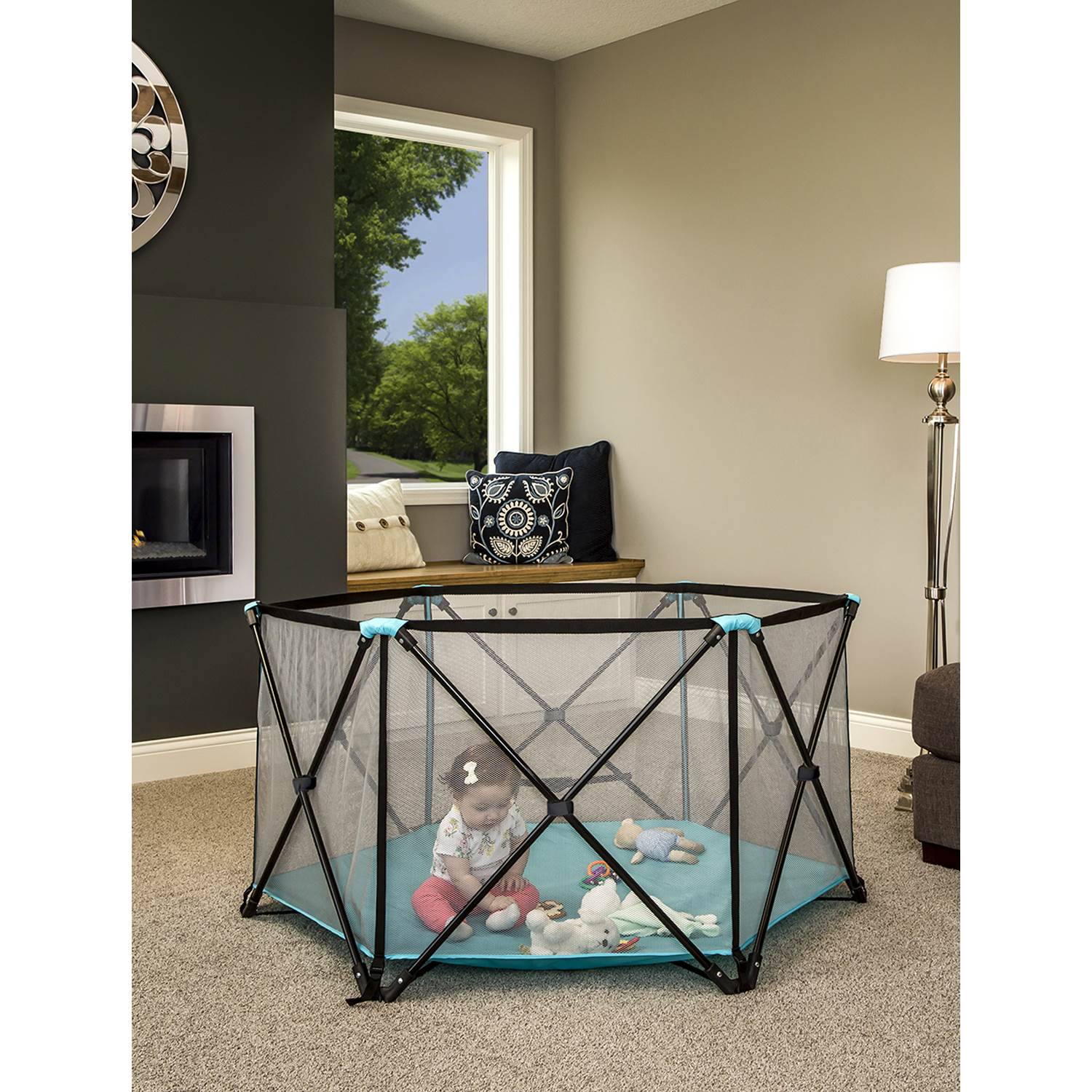 Regalo 6 Panel My Play Deluxe Portable Foldable Play Yard with Canopy (Open Box) - VMInnovations