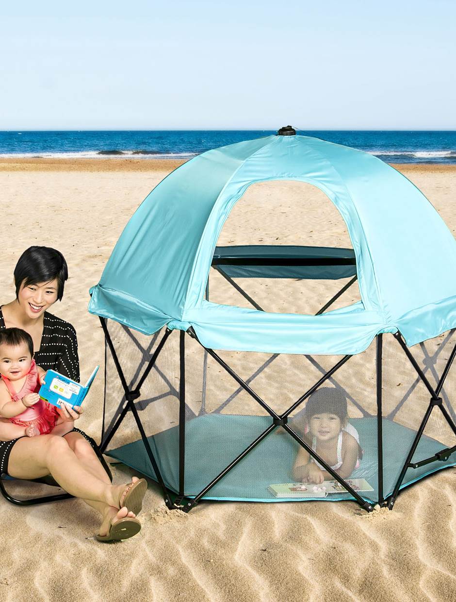 Regalo 6 Panel My Play Deluxe Portable Foldable Play Yard with Canopy (Open Box) - VMInnovations