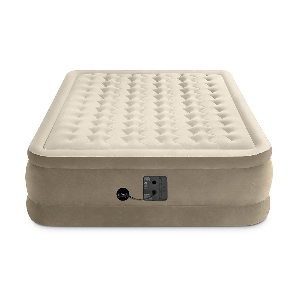 Intex Ultra Plush Fiber Tech Air Mattress Bed with Built In Pump, Queen (2 Pack)