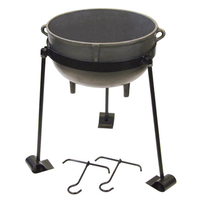 Bayou 5 Gallon Seasoned Cast Iron Jambalaya Cooking Pot w/ Lid & Stand (2 Pack)