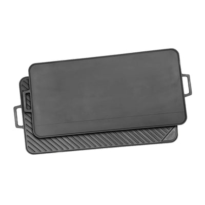 Bayou 28 Inch Dual Sided Reversible Seasoned Cast Iron Griddle Pan (2 Pack)