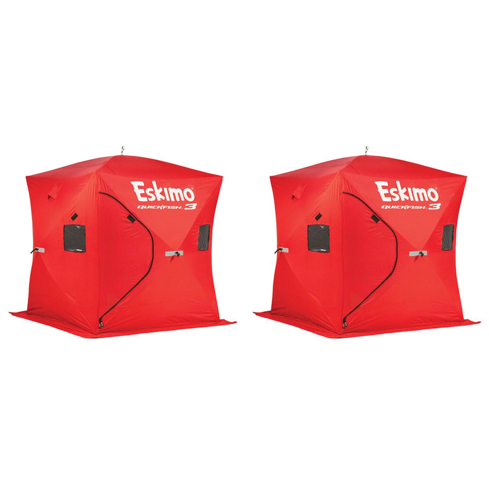 Eskimo QuickFish 3 Portable 3-Person Pop Up Ice Fishing Shanty Shack, (2 Pack) - VMInnovations
