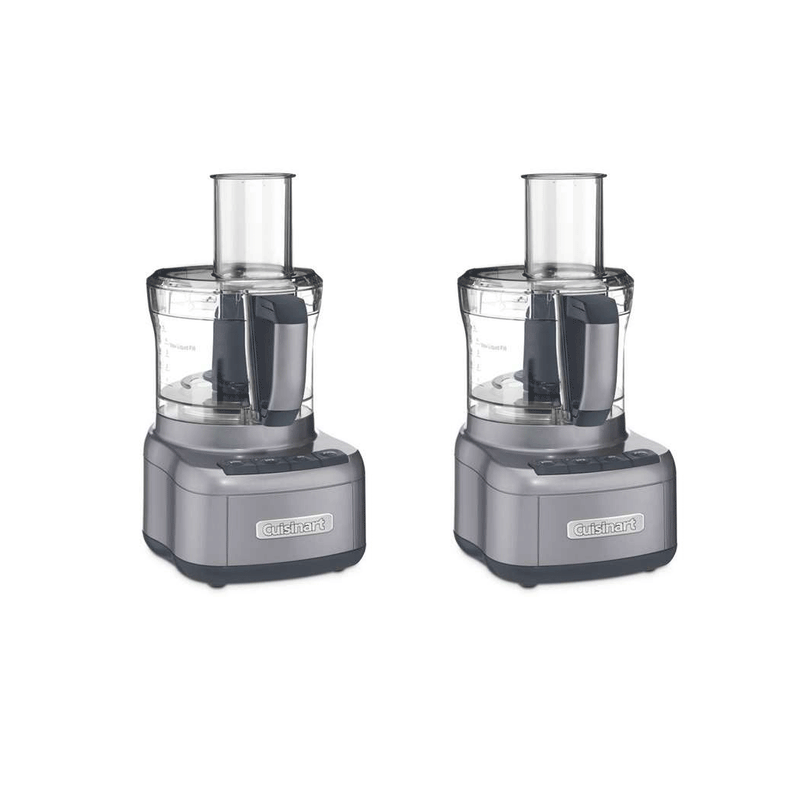 Cuisinart Elemental 8 Cup Food Processor, Gray (2 Pack) (Certified Refurbished)