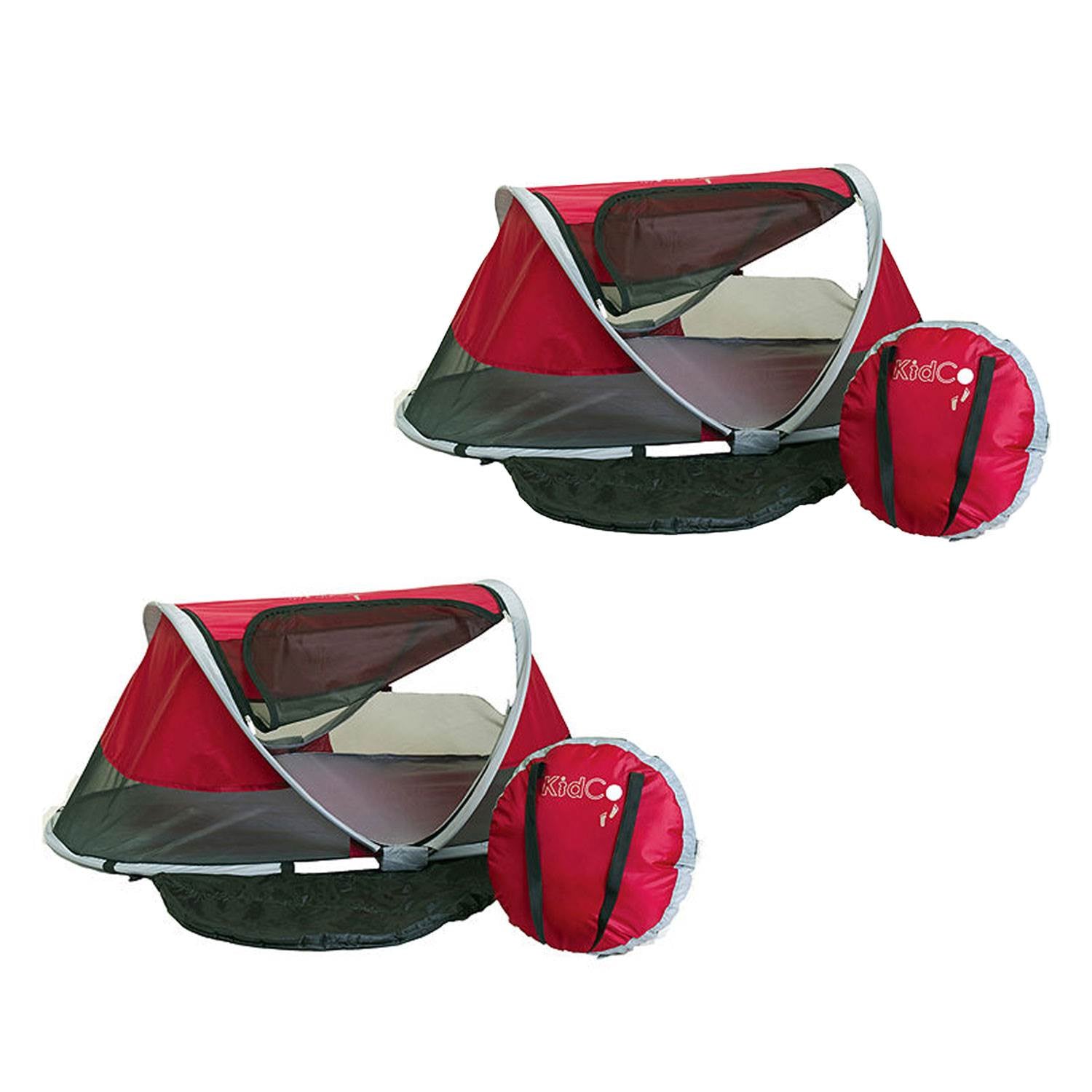 KidCo PeaPod Portable Toddler Travel Bed & Storage Bag, Cranberry (2 Pack) - VMInnovations
