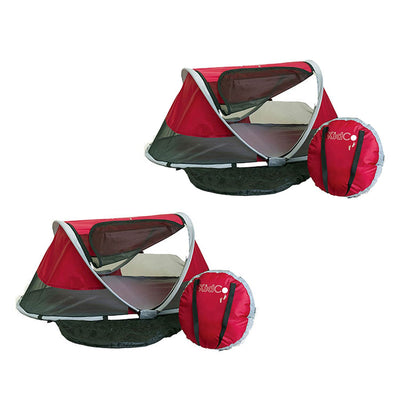 KidCo PeaPod Portable Toddler Travel Bed & Storage Bag, Cranberry (2 Pack) - VMInnovations