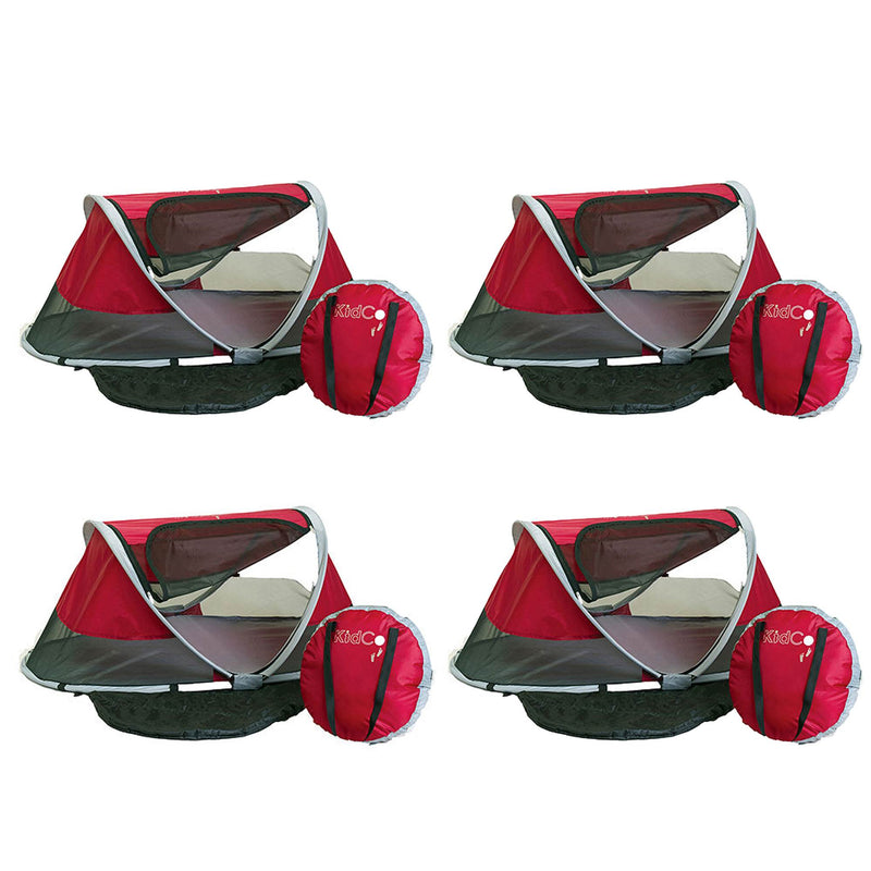 KidCo PeaPod Portable Toddler Travel Bed & Storage Bag, Cranberry (4 Pack)