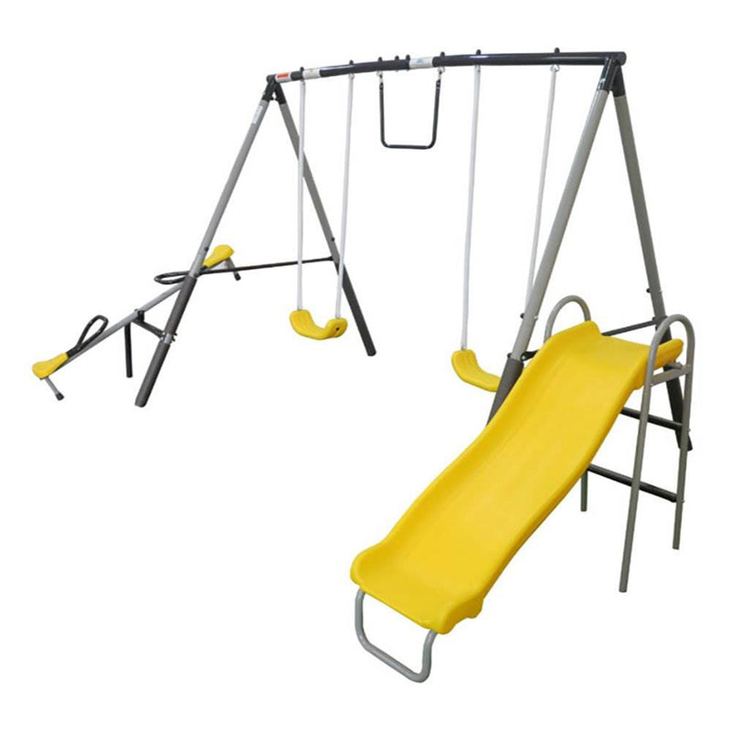 XDP Recreation The Titan Outdoor Backyard Kids Playground Swing Set with Slide