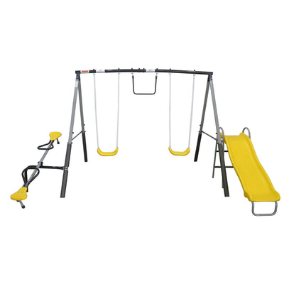 XDP Recreation The Titan Outdoor Backyard Kids Playground Swing Set with Slide