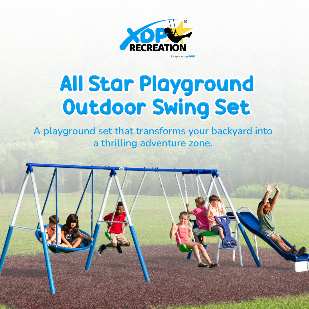 XDP Recreation All Star Kids Playground Outdoor Swing Set, Multicolor (Open Box) - VMInnovations
