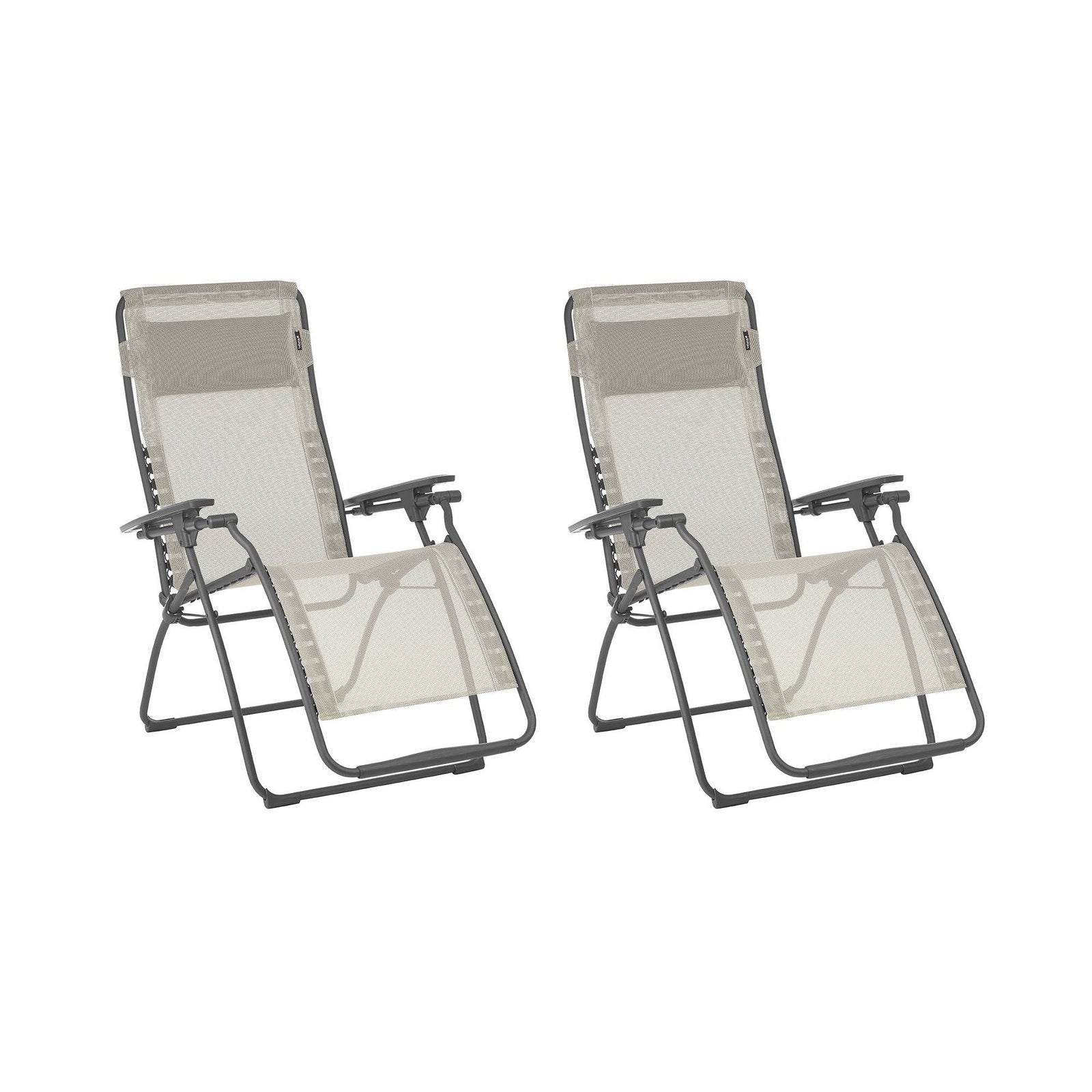 Lafuma Futura Zero Gravity Outdoor Steel Lawn Recliner Chair, Seigle (2 Pack) - VMInnovations
