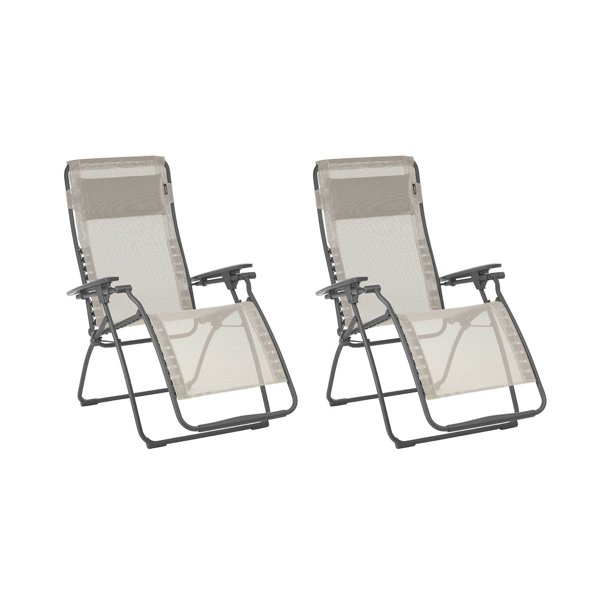 Lafuma Futura Zero Gravity Outdoor Steel Lawn Recliner Chair, Seigle (2 Pack) - VMInnovations
