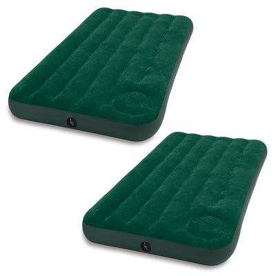 Intex Inflatable Downy Outdoor Camping Air Mattress w/ Foot Pump, Twin (2 Pack)