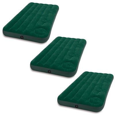 Intex Inflatable Downy Outdoor Camping Air Mattress w/ Foot Pump, Twin (3 Pack)