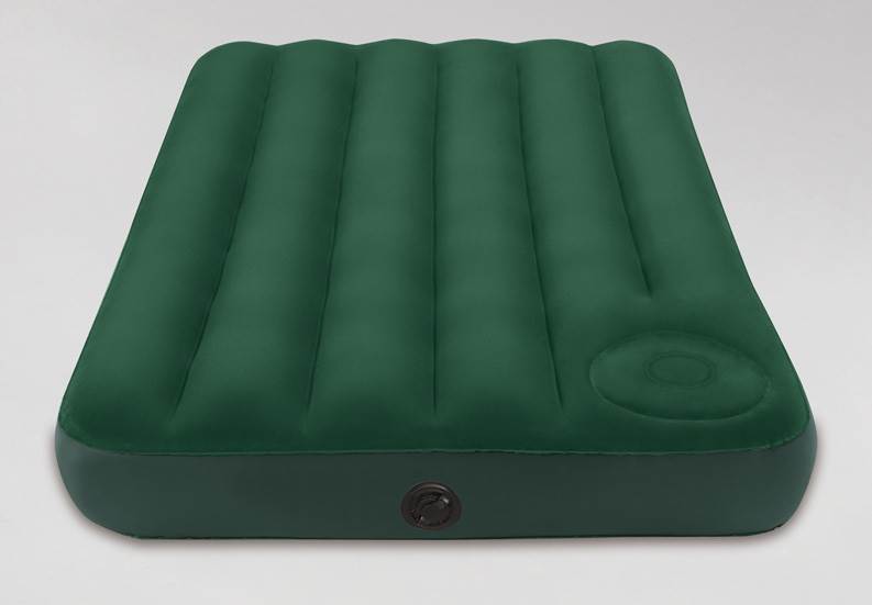 Intex Inflatable Downy Outdoor Camping Air Mattress w/ Foot Pump, Twin (3 Pack)