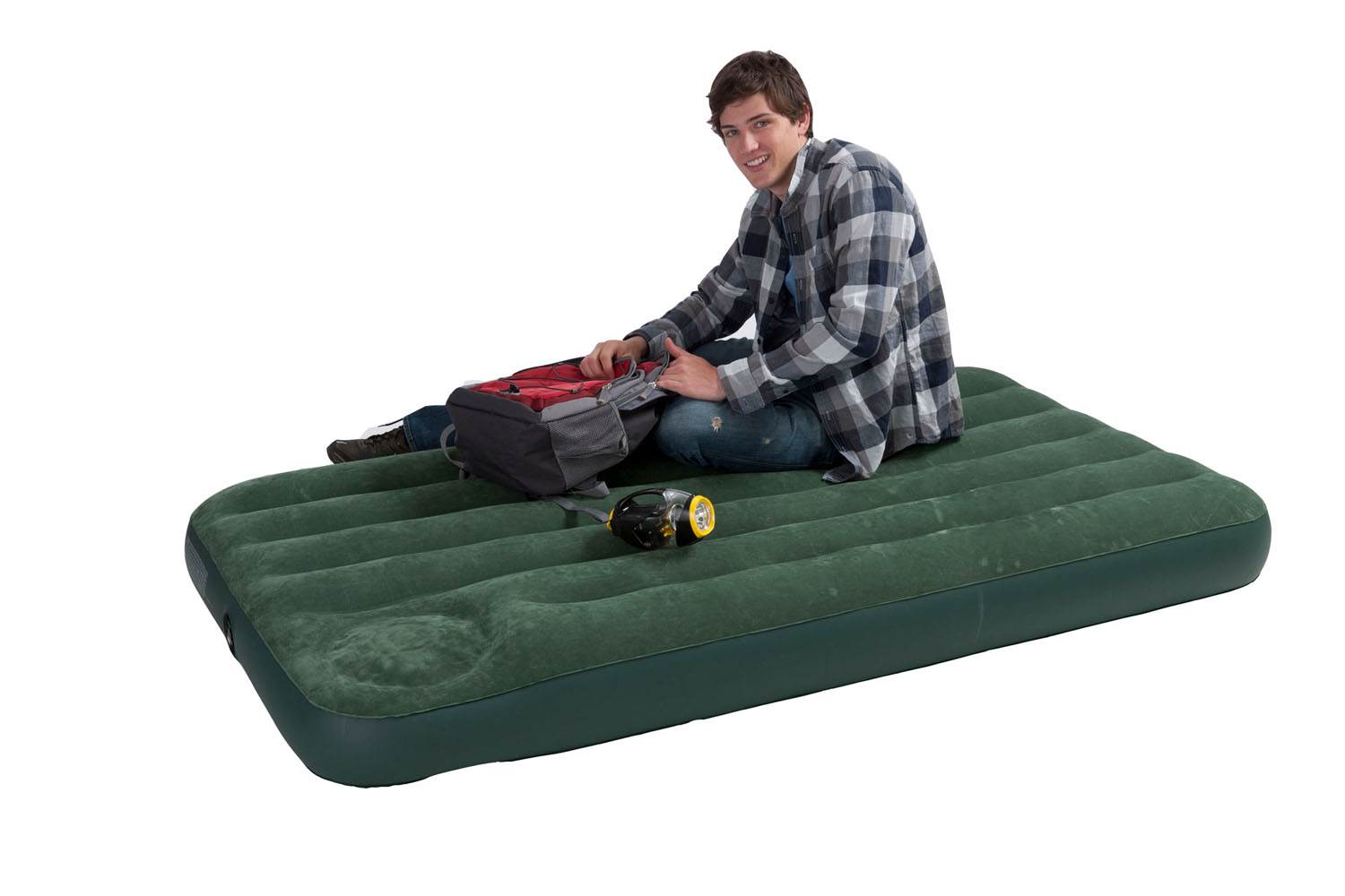 Intex Inflatable Downy Outdoor Camping Air Mattress w/ Foot Pump, Twin (5 Pack)