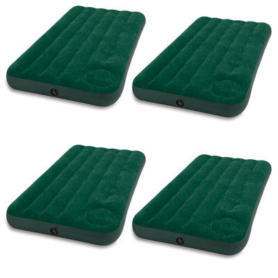 Intex Inflatable Downy Outdoor Camping Air Mattress w/ Foot Pump, Twin (4 Pack)
