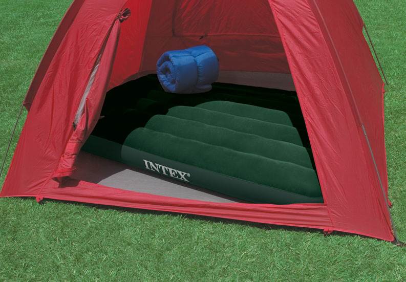 Intex Inflatable Downy Outdoor Camping Air Mattress w/ Foot Pump, Twin (4 Pack)