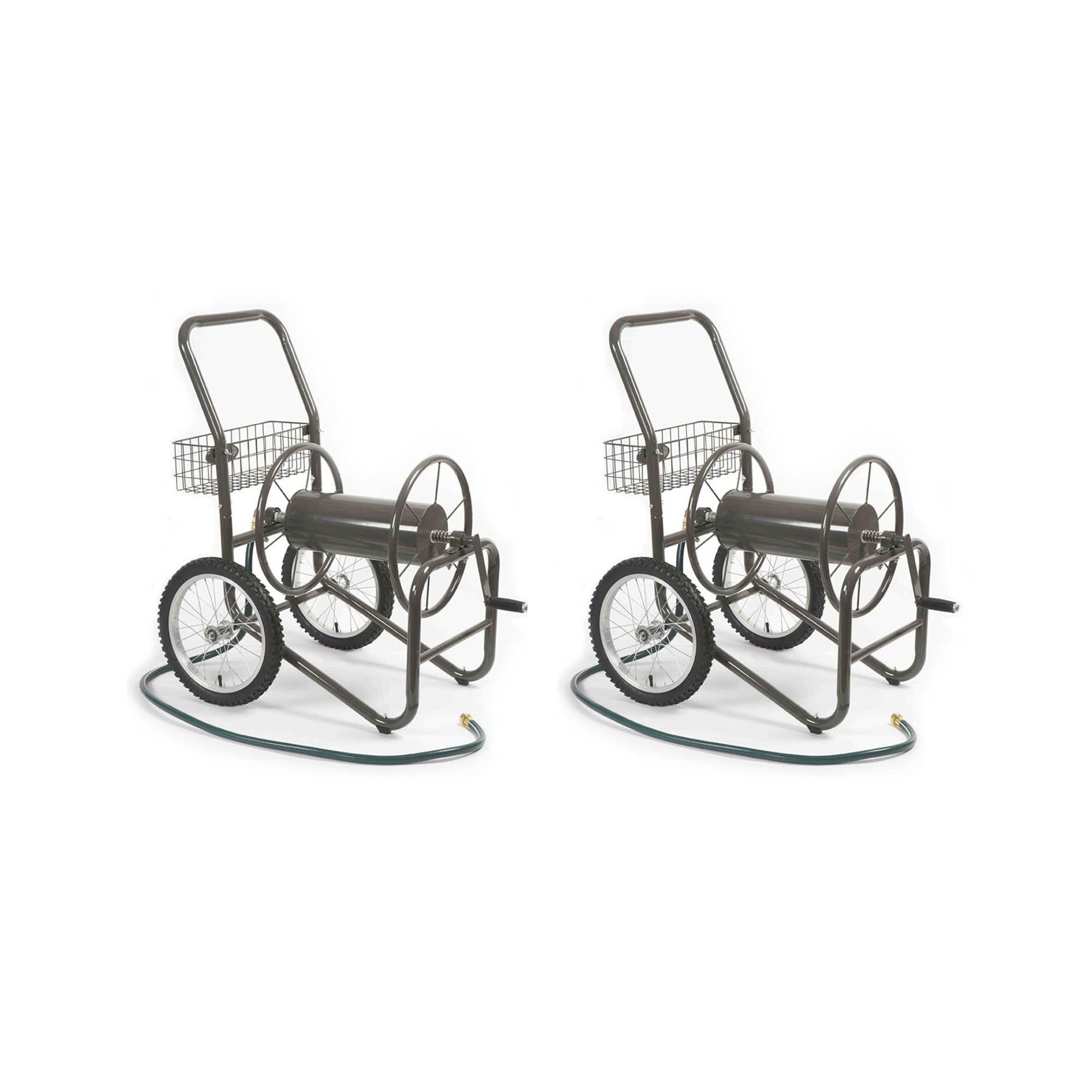 Liberty Garden 2 Wheel Steel Frame Water Hose Reel Basket Cart, Bronze (2 Pack) - VMInnovations