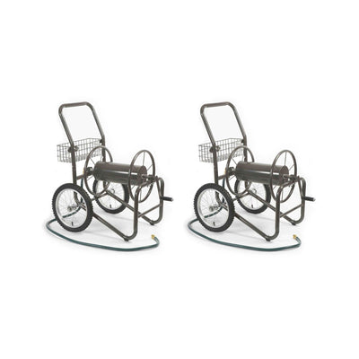 Liberty Garden 2 Wheel Steel Frame Water Hose Reel Basket Cart, Bronze (2 Pack) - VMInnovations