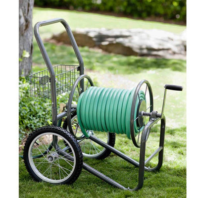 Liberty Garden 2 Wheel Steel Frame Water Hose Reel Basket Cart, Bronze (2 Pack) - VMInnovations