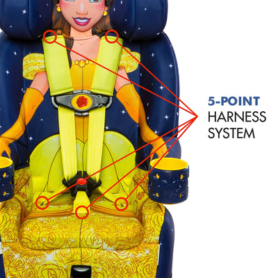 KidsEmbrace Disney Princess Belle Combination 5 Point Harness Booster Car Seat