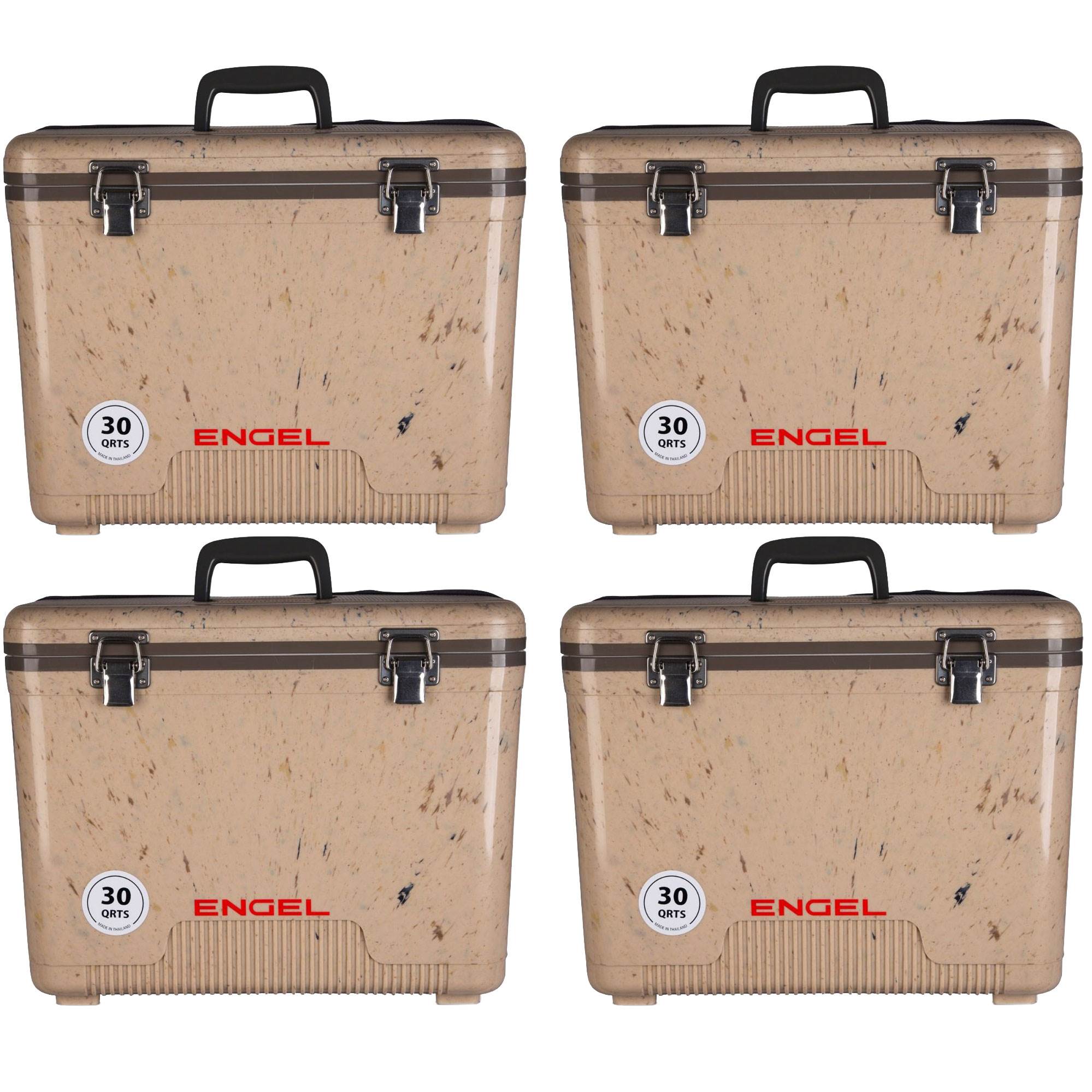 Engel 30 Quart Leak Proof Compact Lightweight Cooler and Drybox, Brown (4 Pack)