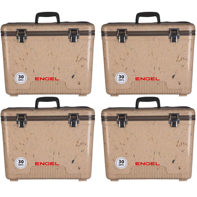 Engel 30 Quart Leak Proof Compact Lightweight Cooler and Drybox, Brown (4 Pack)