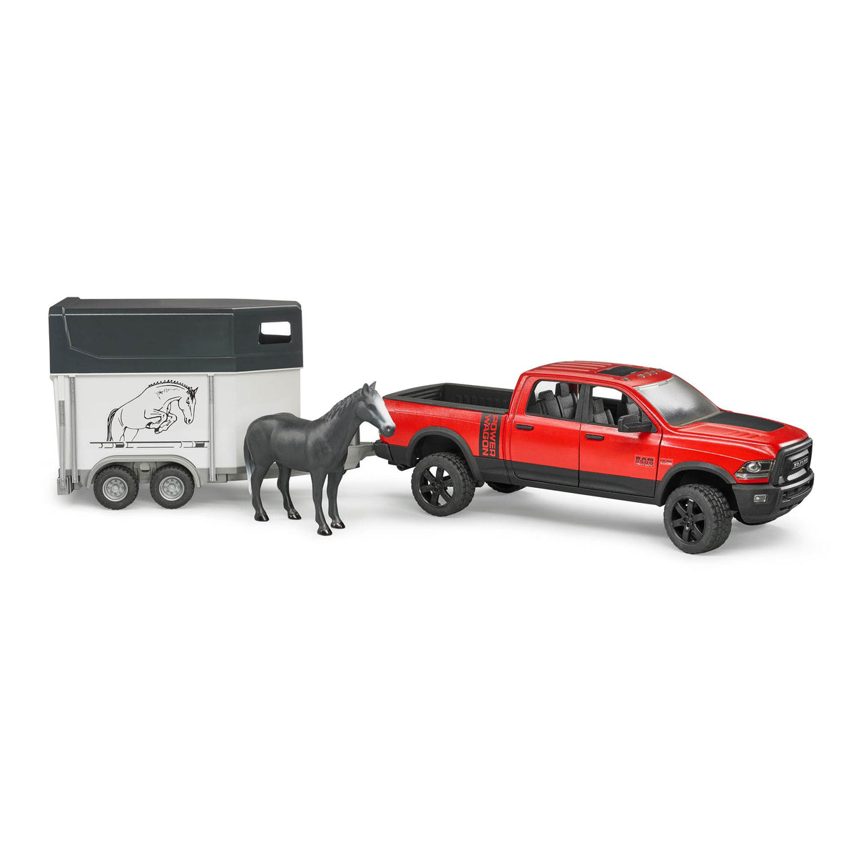 Bruder Toys Power Wagon Pickup Truck Toy with Horse Trailer and Horse (2 Pack)