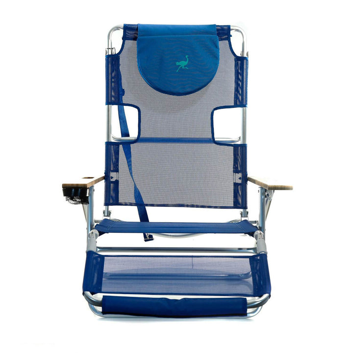 Ostrich Original 3N1 Lightweight Outdoor Beach Lounge Chair with Footrest, Blue