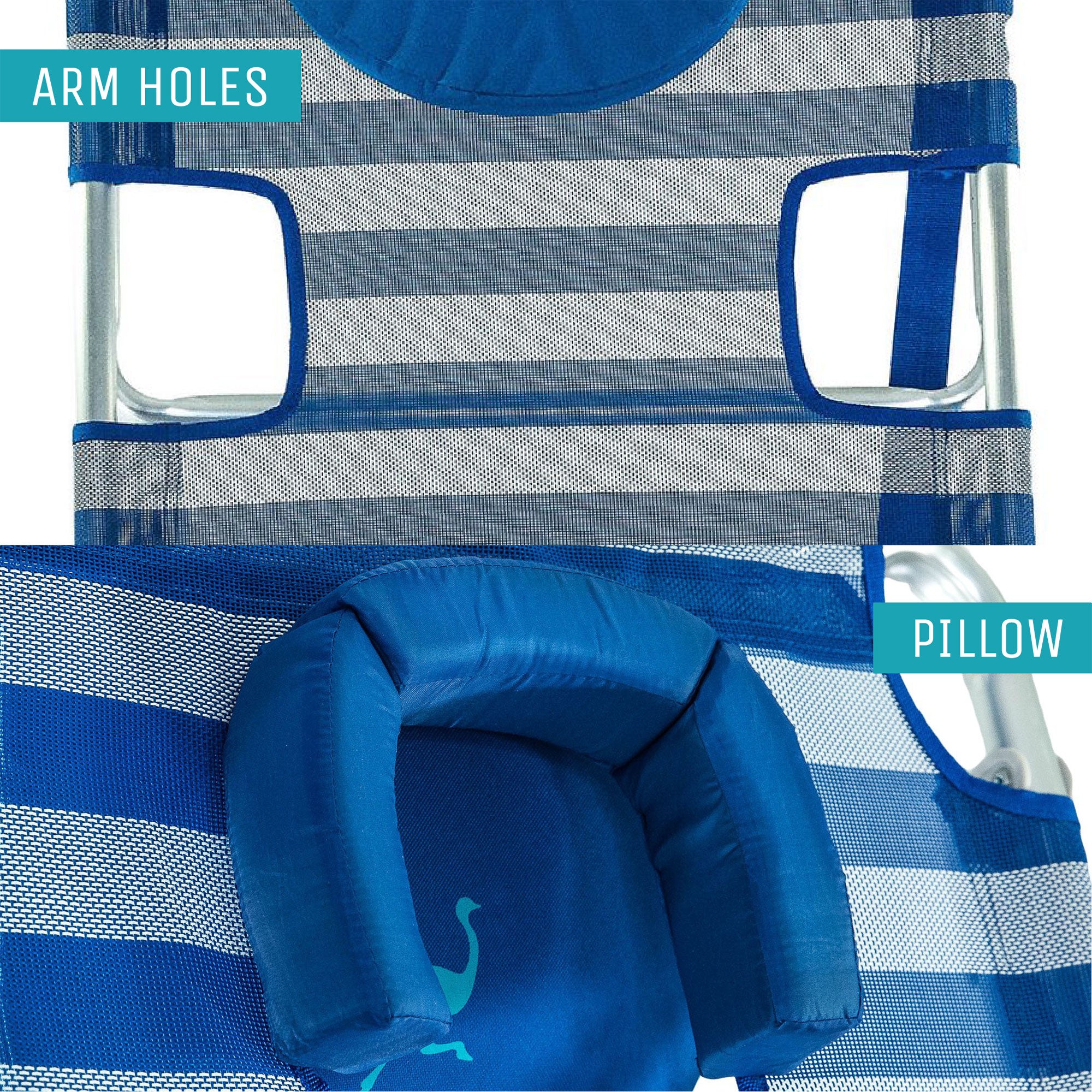 Ostrich 3 N 1 Aluminum 5 Position Reclining Beach Chair, Striped (Used)